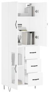 Credenza Bianca 69,5x34x180 cm in Legno Multistrato
