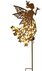 Abc HOME Decorazione da giardino "Fata" – Decorazione in metallo con effetto ruggine patinata – 20 LED bianco caldo – Alimentazione a batteria – Resistente alle intemperie (IP44) – Decorazione per giardino e terrazza