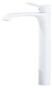 Rubinetto miscelatore per lavabo - Bocca alta a cascata - Bianco - Ottone massiccio - Con tubi flessibili di carico