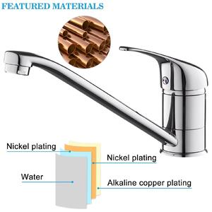 Miscelatore per cucina - Modello KF122D1CP1 - Girevole a 360° - Monocomando - Acqua calda e fredda - Ottone - Cromato - Montaggio su piano