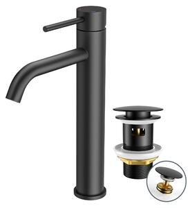 Miscelatore per lavabo nero - Monocomando - 190 mm - Troppo pieno estraibile - Acciaio inossidabile 304