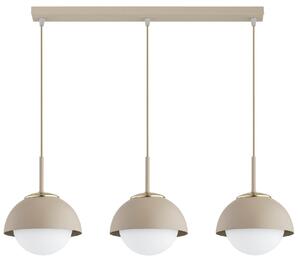 Lampada a sospensione KAR-LIGHTING a 3 luci, beige – Lampada a sospensione Cosmo Ecru Kaschmir in metallo e vetro – Lampadine E27 per sala da pranzo o soggiorno – Adatta per LED