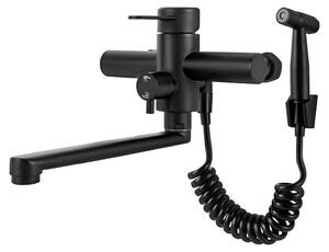 Miscelatore per cucina - Montaggio a parete - Doccetta spray - Rotazione a 360° - Acciaio inossidabile