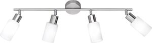 Lampada a soffitto LED classica, a 4 luci, con diffusori in vetro bianco, larghezza 60 cm