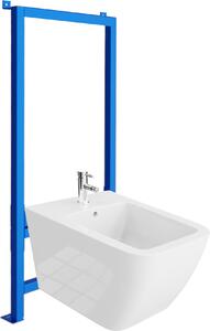 LAVITA Elemento da incasso per bidet LAV 500 + Set completo bidet a parete Onil | Bidet sospeso a parete in Vetroceramica con foro per rubinetto e sistema antitraboccamento | WC | Igienico e facile da pulire | 35,5x51x32,5 cm