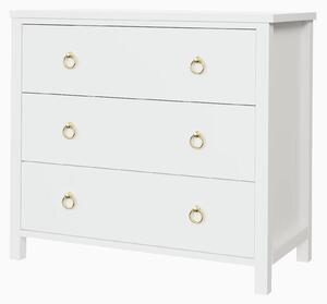 Armadio per abiti in legno - Comodino con 3 cassetti - Mobile per camera da letto - Bianco