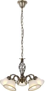 Lampada a sospensione, lampadario, ottone antico, 5 fiamme, D 60 cm