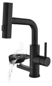 Rubinetto da cucina estraibile - Miscelatore nero con sciacquone in vetro - 360° girevole - 3 getti