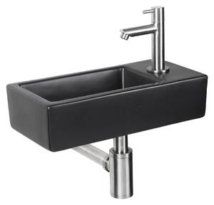 Differnz - Lavabo/mobile lavabo in Vetroceramica nera opaca, design lineare