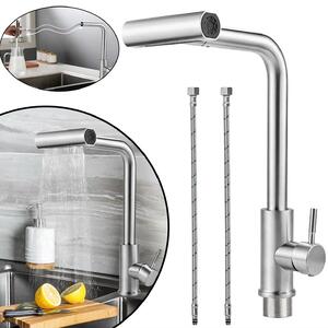 Miscelatore per cucina con doccetta estraibile, monocomando, in acciaio inossidabile, con 4 diverse modalità di getto, design professionale