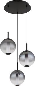 Lampada a sospensione a LED, nera, globo in vetro fumé, H 120 cm