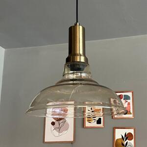 Lampadario singolo in vetro color miele con testa anticata Lampada a sospensione retrò