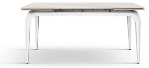 Tavolo allungabile in ceramica bianco con gambe bianche 160x80