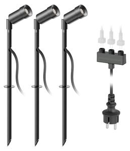 Ledscom.de: Faretto da giardino a LED Spico, nero, con picchetto da terra per uso esterno, grado di protezione IP44, 105 lm, luce bianco caldo, set da 3 pezzi – Modello: Spico / Colore: Nero / Temperatura di colore: Bianco caldo
