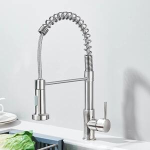 Miscelatore per cucina - Miscelatore per lavello con doccetta estraibile - Acciaio inossidabile 304 - 2 funzioni spray - Acqua calda e fredda - Rotazione a 360° - Tubo di colore grigio nichel