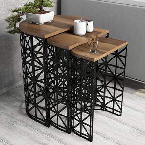 Skye Decor, stile Metal Ferforje - Walnut, set di tavolini (3 pezzi), noce, 100% PANNELLI DI AGGREGATO MELAMMINICO, 46 x 33 x 62 cm
