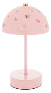 Lampada da tavolo per bambini rosa in metallo Butterfly – Dakls