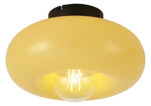 Plafoniera retrò nera con vetro giallo 30cm - Glaze