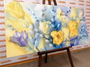 Quadri tulipani gialli ad acquerello - 100x50