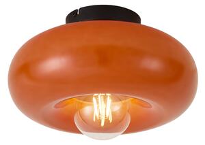Plafoniera retrò nera con vetro arancione 30cm - Glaze