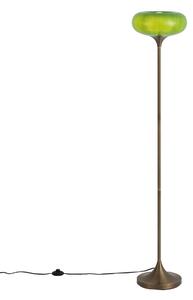 Lampada da terra retrò bronzo scuro con paralume in vetro verde 150 cm - Glaze