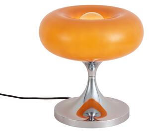 Lampada da tavolo retrò cromata con paralume in vetro arancione 31 cm - Glaze