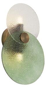 Lampada da parete Art Déco bronzo scuro con vetro verde e trasparente 2 luci - TEXT
