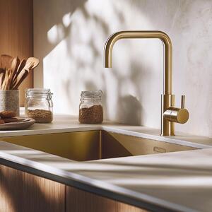 Miscelatore per cucina, finitura PVD oro spazzolato, modello PS8010-60, linea Pure.Sink