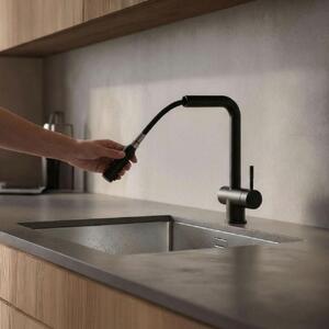 Miscelatore da cucina nero opaco con doccetta estraibile, modello PS8500-10 Pure.Sink