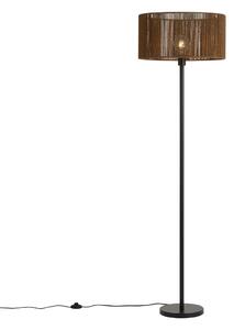 Lampada da terra nera con paralume in corda di carta marrone 50/50/25 - Simplo