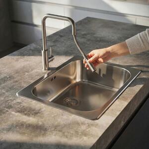 Miscelatore da cucina in acciaio inossidabile con doccetta estraibile, modello PLXSQUA-02 Pure.Sink