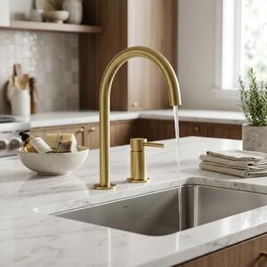 Miscelatore per cucina, finitura oro, modello PLX2HR-60, linea Pure.Sink