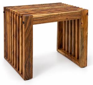 Relaxdays, panchina, legno di acacia oliato, dimensioni: 43 x 45 x 33 cm, ideale per cucina, ingresso, bagno e camera da letto, panca da pranzo, colore marrone