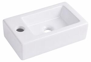 Lavabo Relaxdays, altezza x larghezza x profondità: 10 x 37 x 18 cm, con foro per rubinetto, senza troppofilo, in Vetroceramica, con effetto lotus, lavabo sospeso, bianco