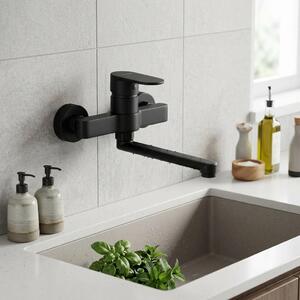 Miscelatore da cucina a parete, nero, con bocchetta da 15 cm, modello Casa BL-1415-CS, marca Aquanello