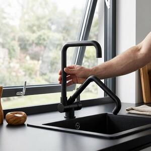 Miscelatore da cucina estraibile, acciaio inossidabile nero, modello Forma BL-1011-FM, marca Aquanello