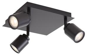 Faretto da bagno moderno nero quadrato 3 luci IP44 - Ducha