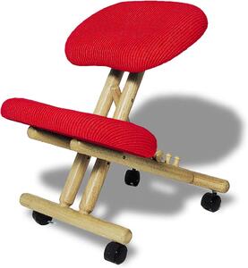 Sedia ergonomica - Sedia da lavoro/studio - Seduta confortevole - Realizzata in legno massello - Profondità 20 cm - Colore naturale rosso