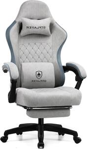Sedia da ufficio ergonomica - Sedia da lavoro confortevole - Ideale per il lavoro da casa e il gaming - Poggiapiedi regolabile - Schienale alto - Grigia