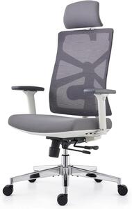 Sedia da ufficio ergonomica - Sedia da lavoro confortevole - Adatta a lunghe sessioni di lavoro - Schienale regolabile - 70 x 65 x 131 cm - Bianco