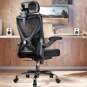 Sedia da ufficio ergonomica - Sedia confortevole - Ideale per il lavoro da casa - Supporto lombare regolabile - Peso massimo: 150 kg - Colore: nero