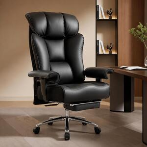 Sedia da ufficio ergonomica - Sedia direzionale con poggiapiedi - Comfortevole per lavorare - Capacità di carico: 200 kg - Extra grande - Colore: nero