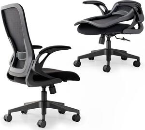 Sedia da ufficio pieghevole - Sedia da lavoro compatta - Ideale per piccoli spazi - Design ergonomico in mesh - Montaggio in 18 minuti - Colore: nero