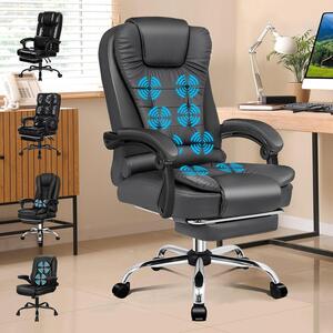Sedia da ufficio ergonomica - Sedia da lavoro confortevole - Ideale per lunghe sessioni di lavoro - Funzione massaggio a 8 punti - Portata fino a 180 kg - Grigia