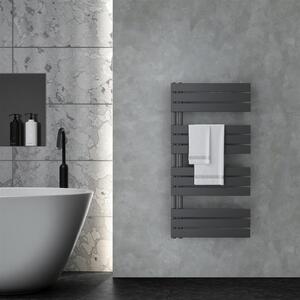 VILSTEIN radiatore elettrico per bagno, radiatore per asciugamani aperto lateralmente, asciugatore per bagno, radiatore a parete, scaldasalviette per bagno, radiatore per asciugamani, nero, 120x60 cm