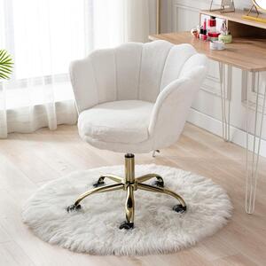 Sedia da ufficio in ecopelliccia - Sedia confortevole - Ideale per il lavoro da casa - Design a forma di fiore - Altezza 86 cm - Colore bianco