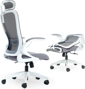 Sedia da ufficio pieghevole - Sedia da lavoro compatta - Ideale per l'ufficio domestico - Montaggio senza attrezzi - Pieghevole - Bianco e grigio