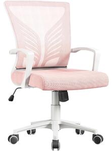 Sedia da ufficio ergonomica - Rosa chiaro - Regolabile in altezza - Per ufficio e studio domestico
