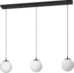 Lampadario A Sospensione Minimal Rondo 3 Acciaio Nero Vetro 3 Luci E27