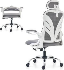 Sedia da ufficio ergonomica - Sedia per computer pieghevole - Comfort per il lavoro da casa - Schienale reclinabile - Grande - Bianca
